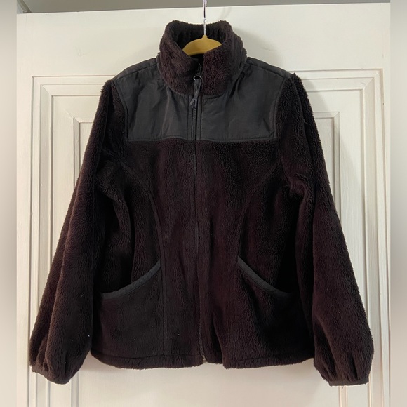 Children’s Place Black Sherpa Spring Fall Jacket Zipper size 5/6 - Picture 1 of 4